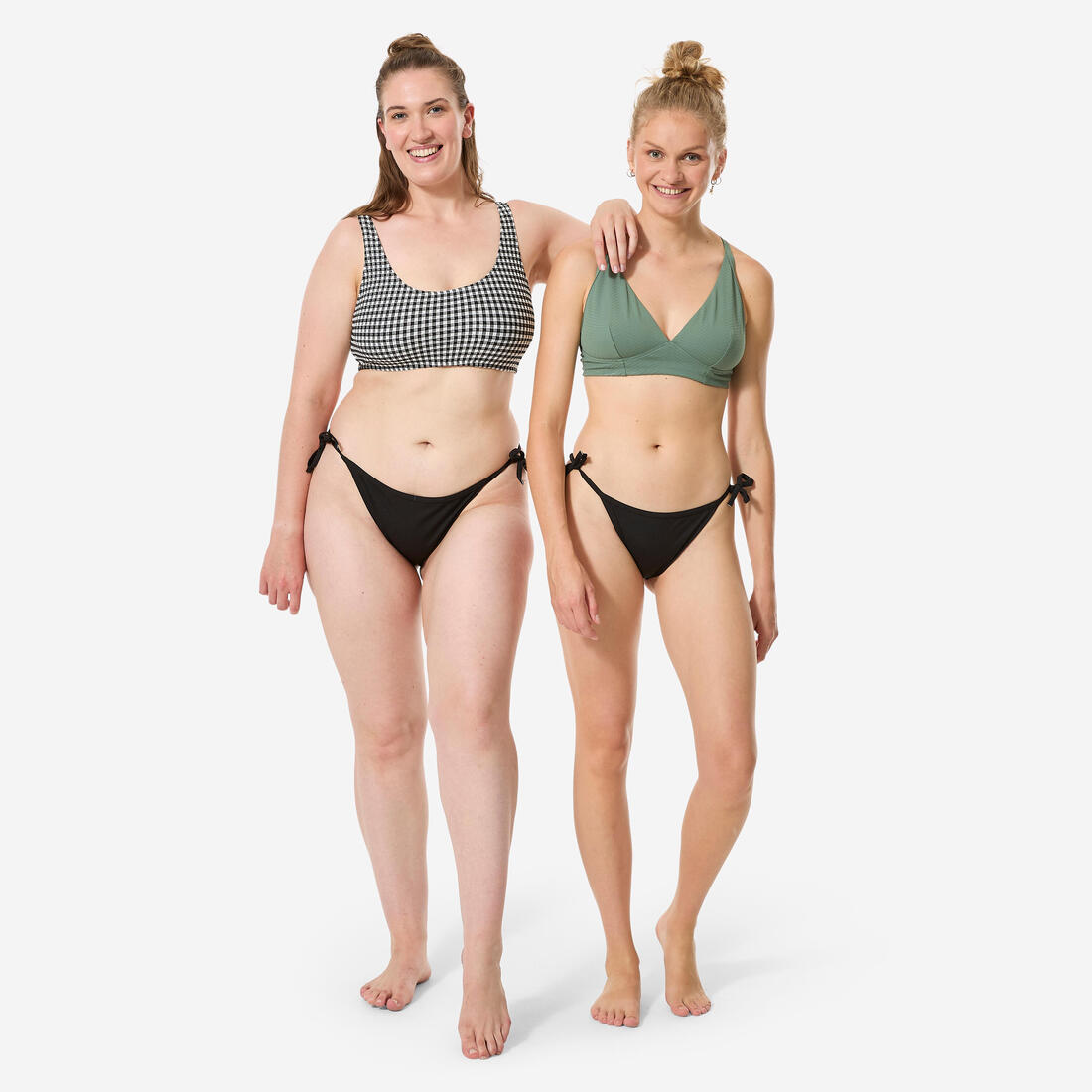 Bas de maillot de bain surf culotte nouée texturée femme, Sandy simy noir