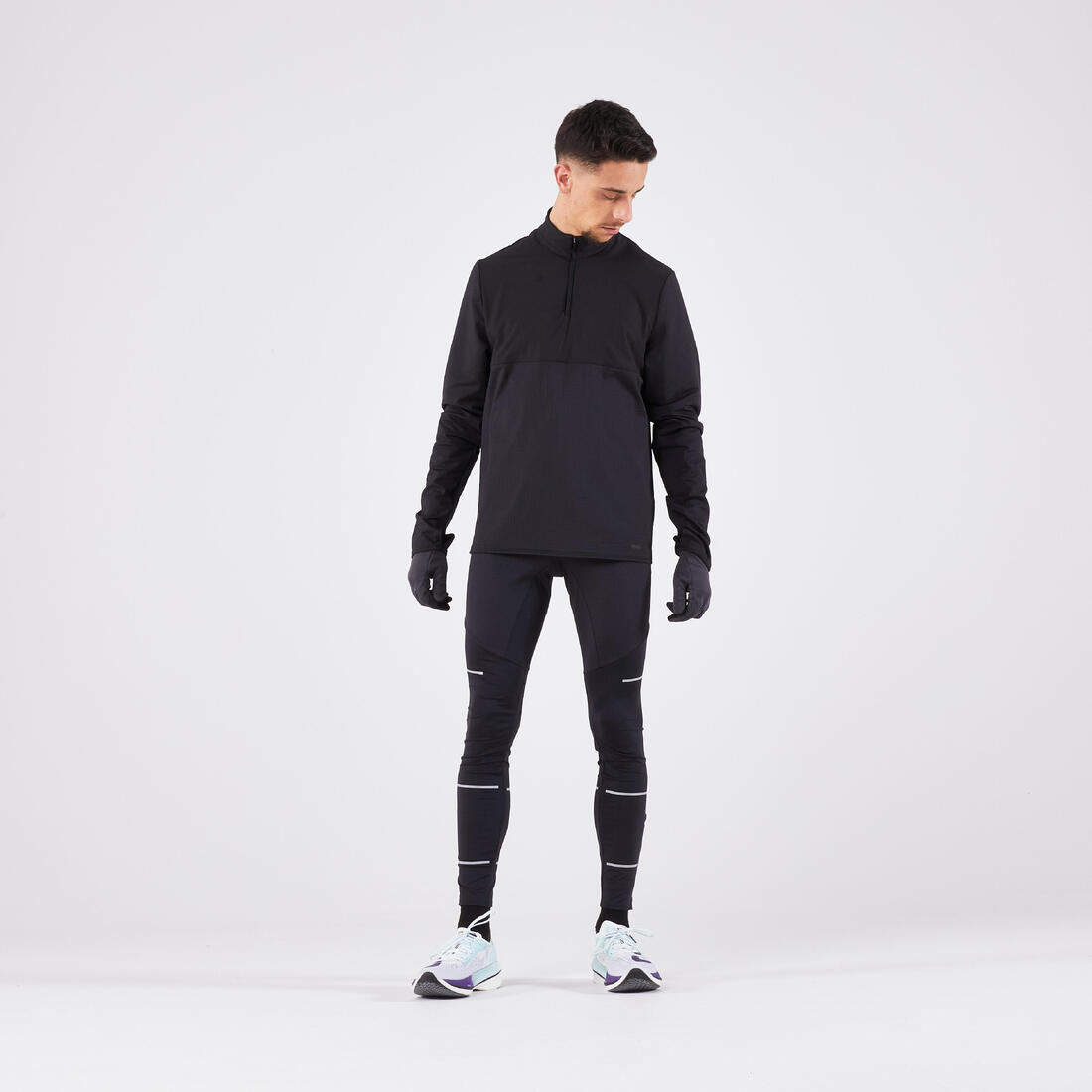 Gants de running tactiles adulte - kiprun warm 100 v2 noir