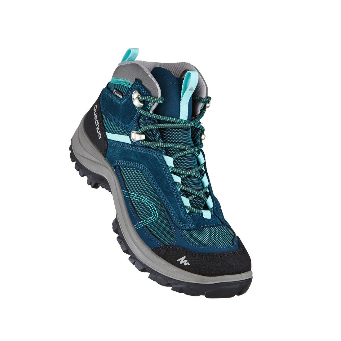 Chaussures imperméables de randonnée montagne - MH100 Mid Turquoise - Femme
