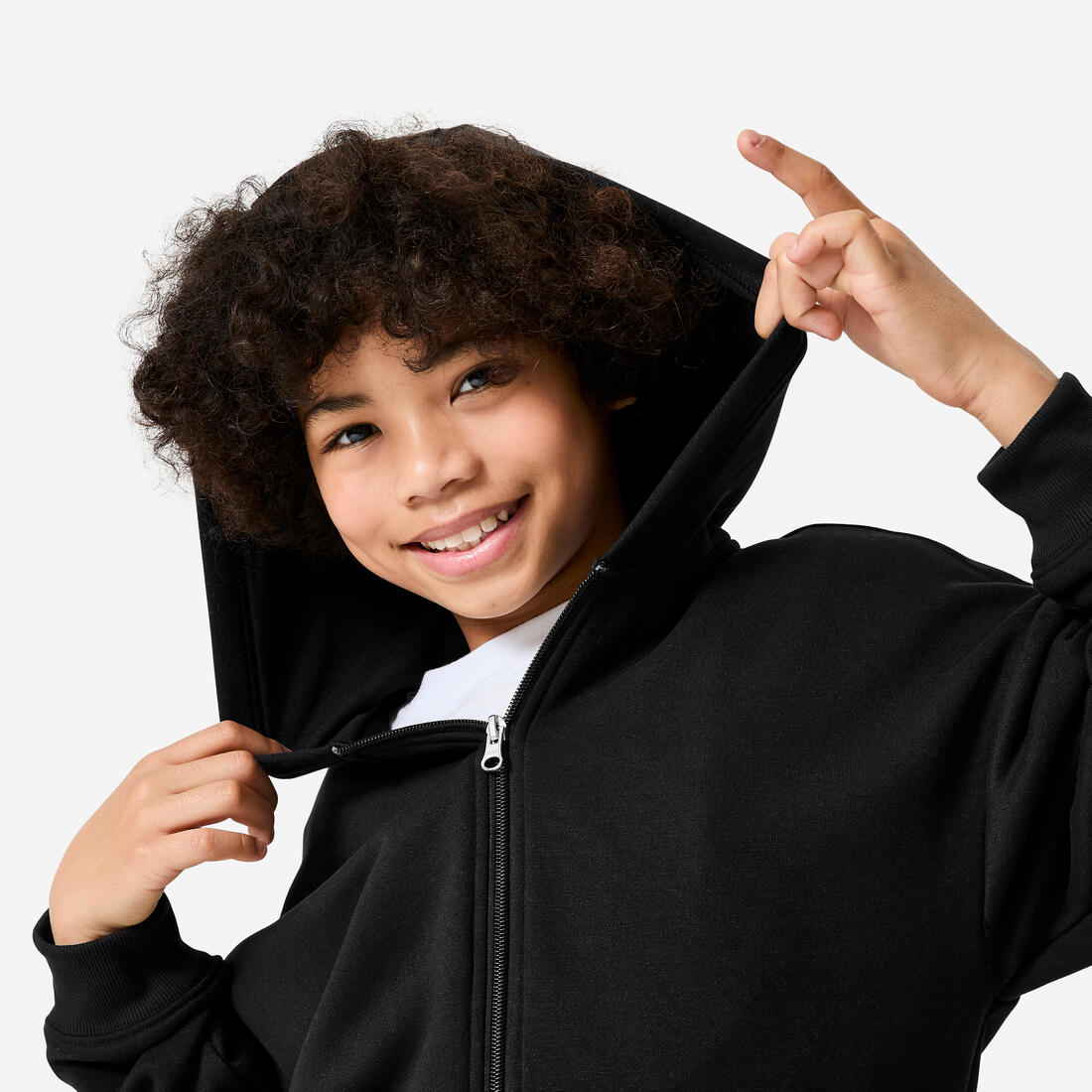 Sweat loose zippé avec capuche foncé