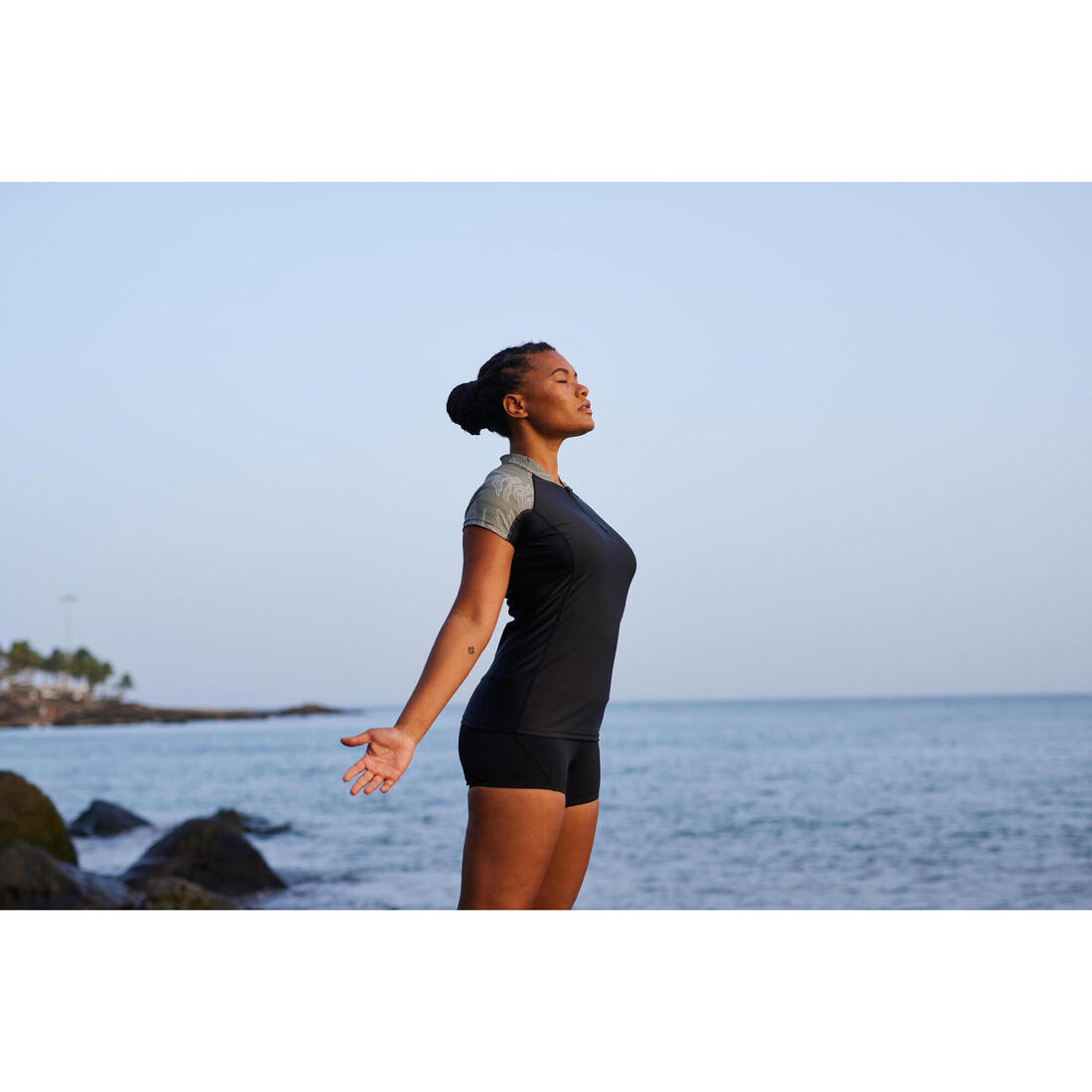 Top manches courtes d'Aquagym et d'Aquafitness femme noir lia