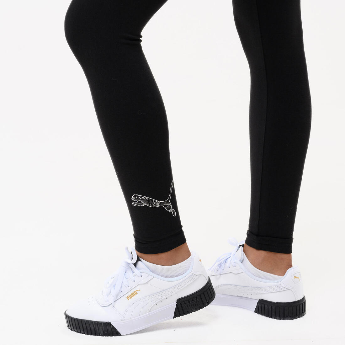 Legging confortable en coton 7/8 femme, noir