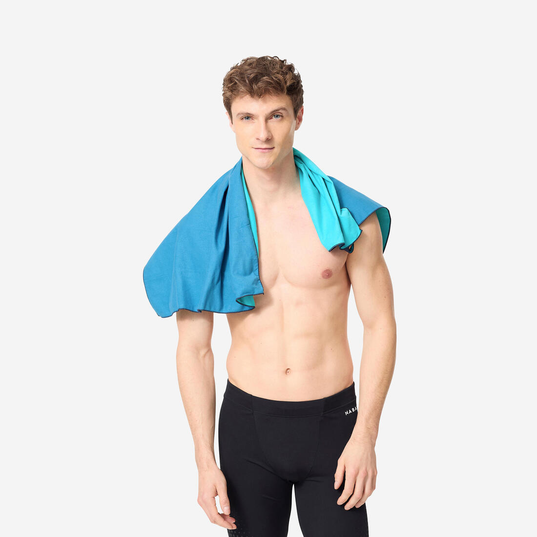 Serviette de bain microfibre double face taille M 60 x 80 cm, vert/bleu