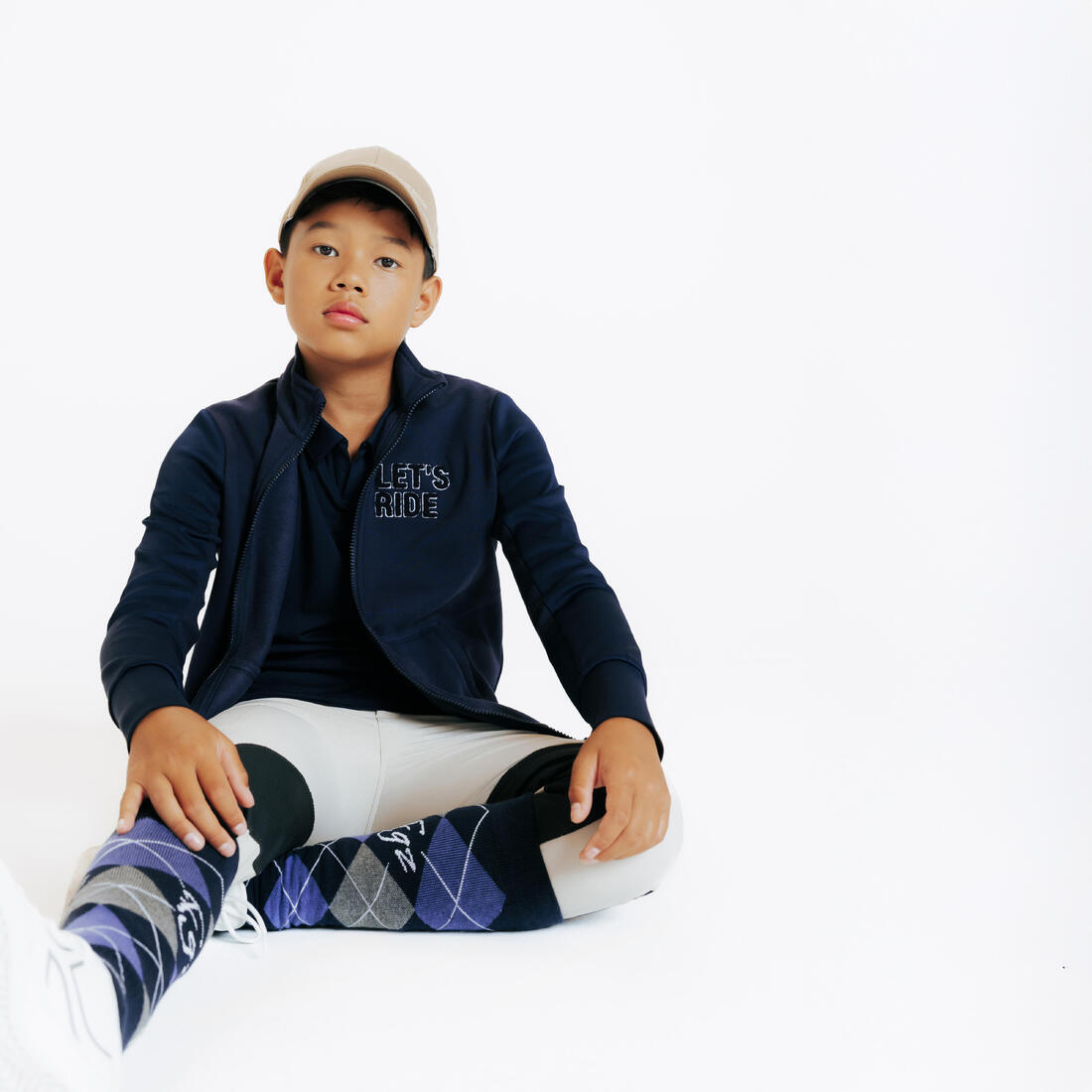 Sweat zippé équitation enfant 500 Marine