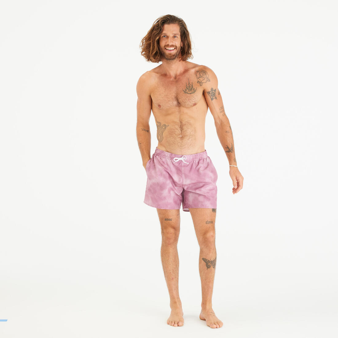 Boardshort surf 100 15" POPSTRIPE BLUE