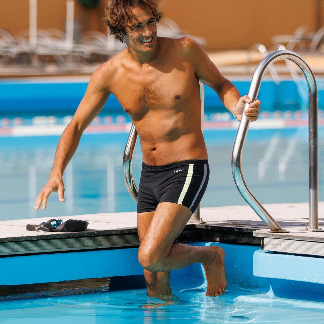 Boxer de bain natation homme, Negombo noir jaune