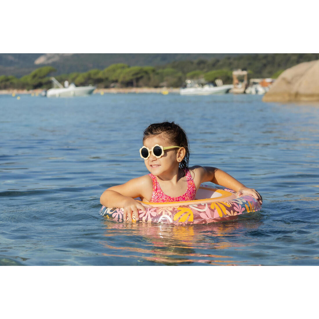 Bouée piscine gonflable 65 cm transparente savane