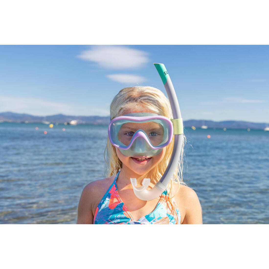 Masque plongée enfant - 100 confort menthe pastel
