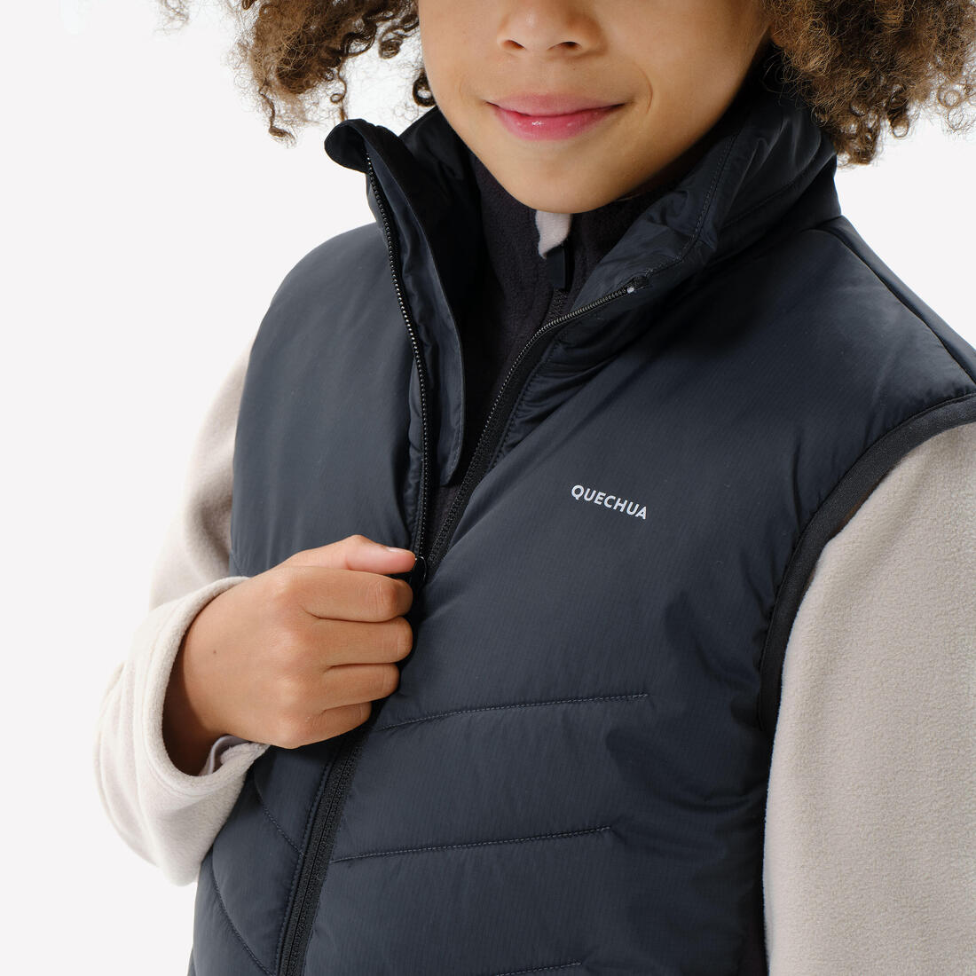 Doudoune sans manche de randonnée enfant 7-15 ans, MH500 noir
