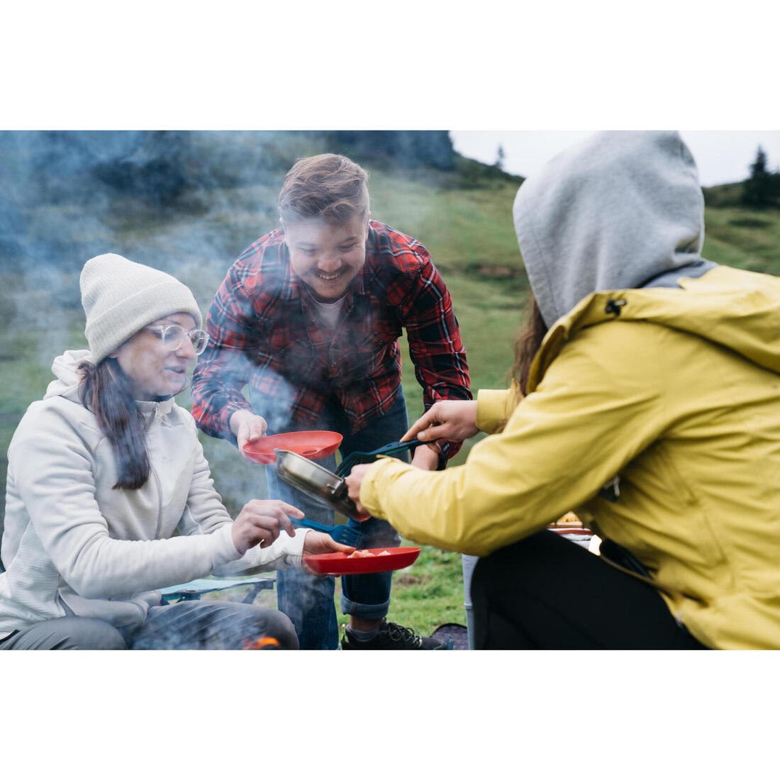 Popote 4 personnes de camping en acier inox + anti-adhésif