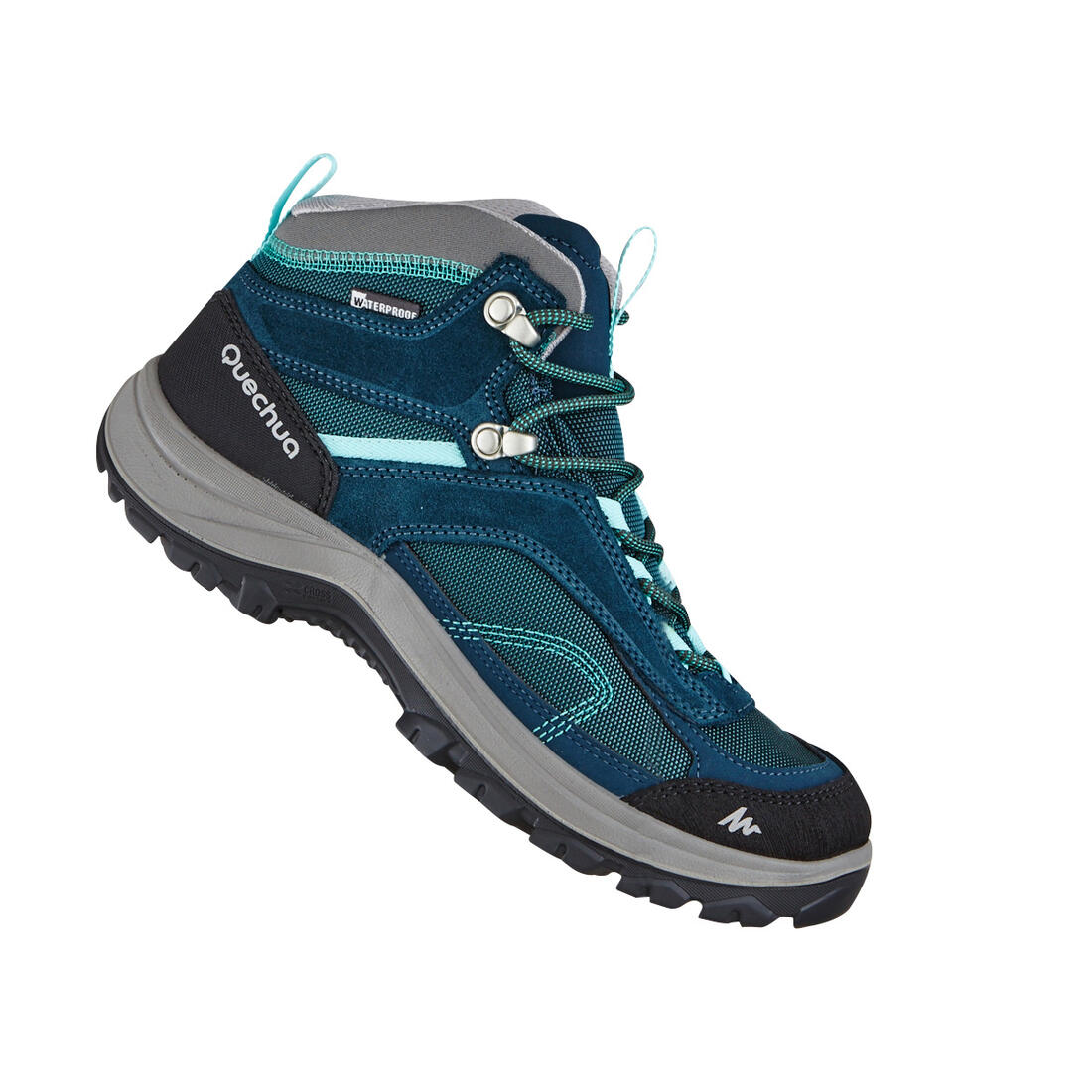 Chaussures imperméables de randonnée montagne - MH100 Mid Turquoise - Femme