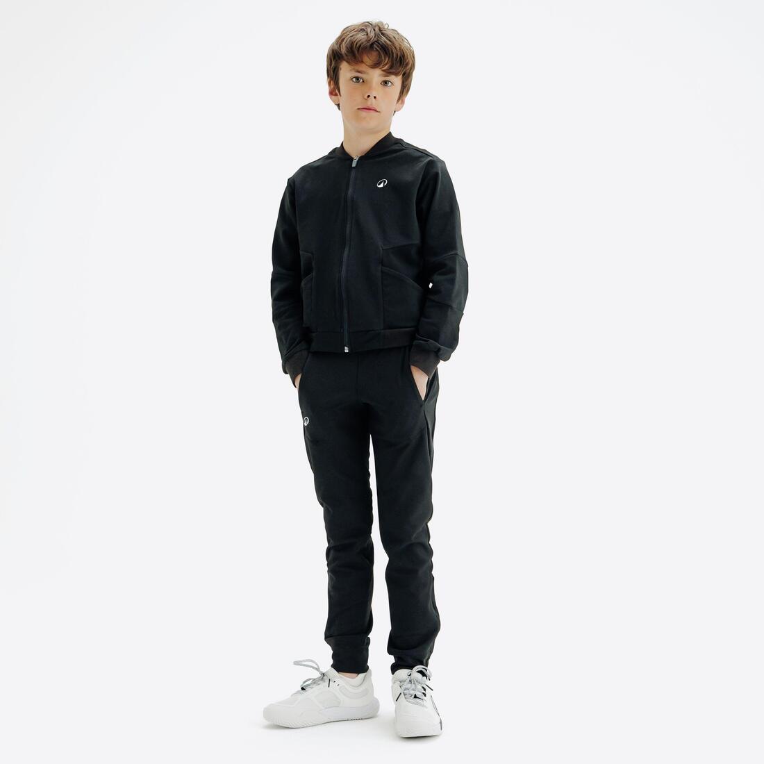 Veste de tennis garcon - TJK500 noir