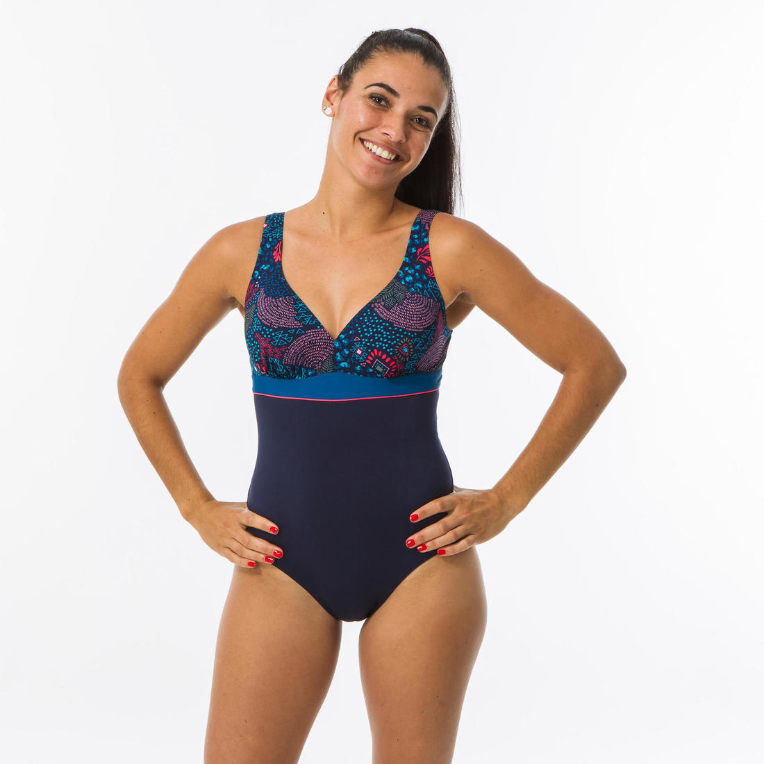 Maillot de Bain Gainant Natation Femme 1 Pièce Kaipearl Triki Bloom Navy
