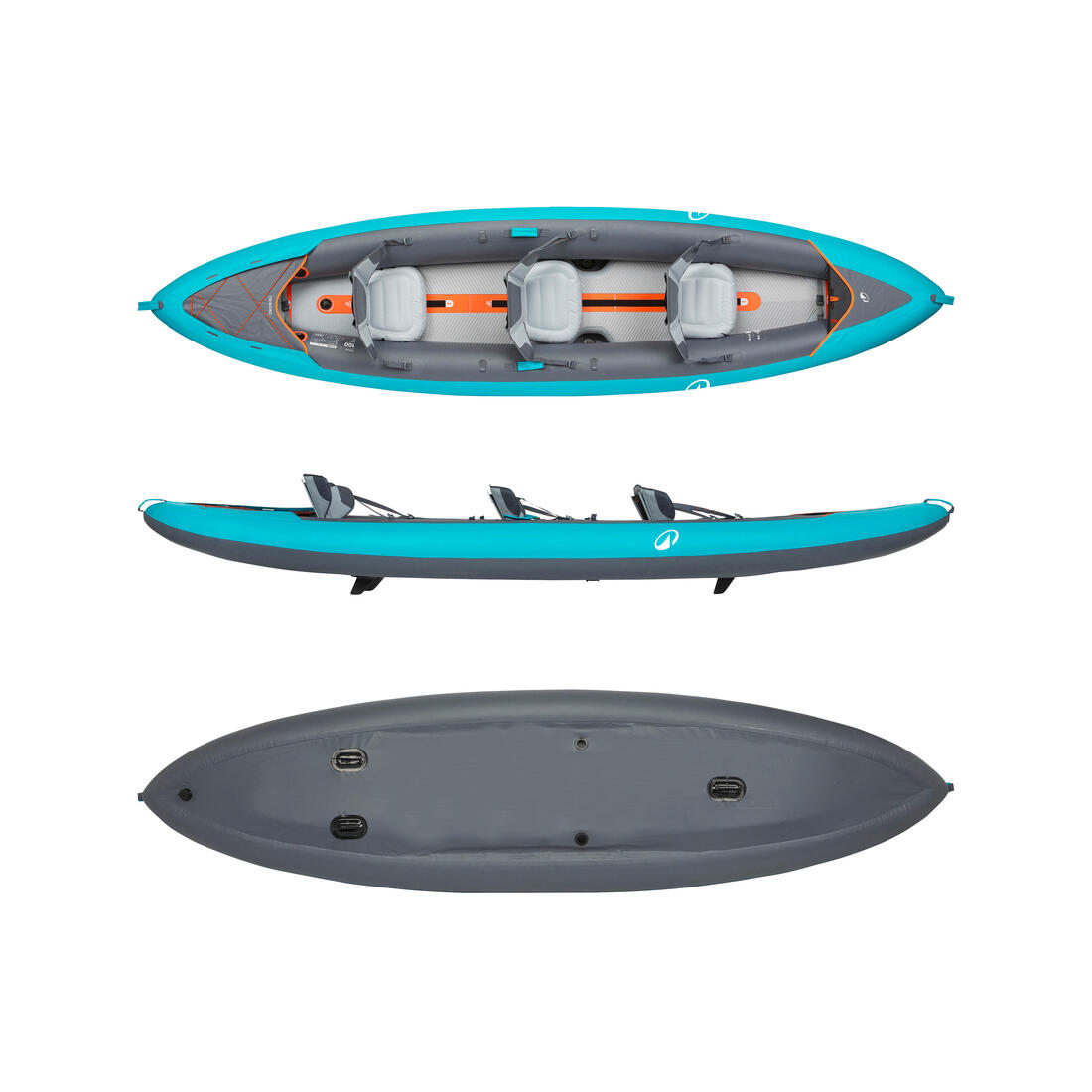 Canoë kayak gonflable 2/3 places - Tribord 100+ Bleu