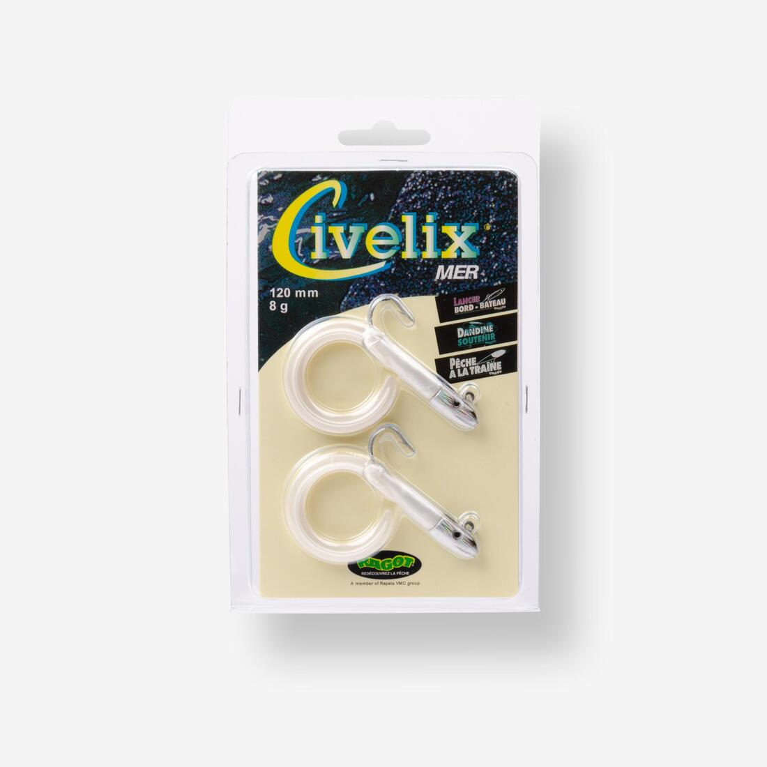 Leurre Civelix 12cm 8gr blanc x2 pêche en mer