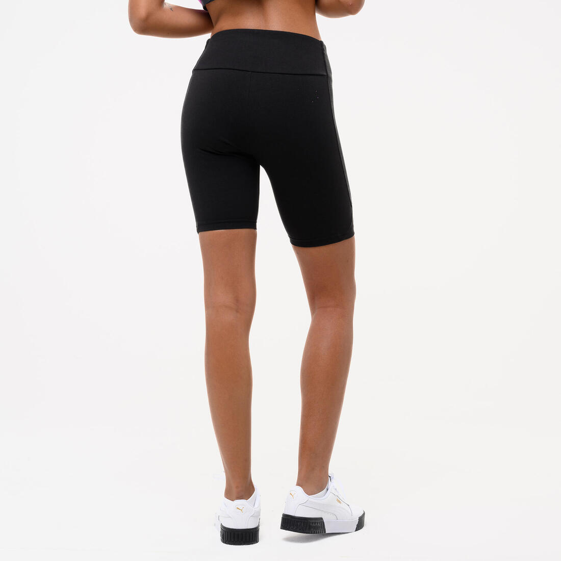 Short cycliste coton femme, noir