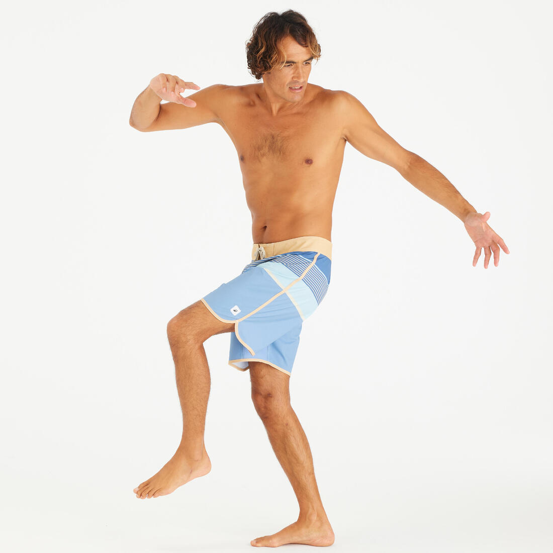Boardshort surf short de bain surf mi-long 18" homme, 500 Marin