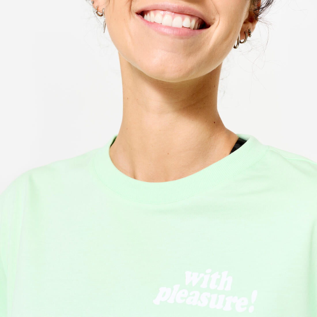 T-shirt crop top femme - blanc imprimé Jump