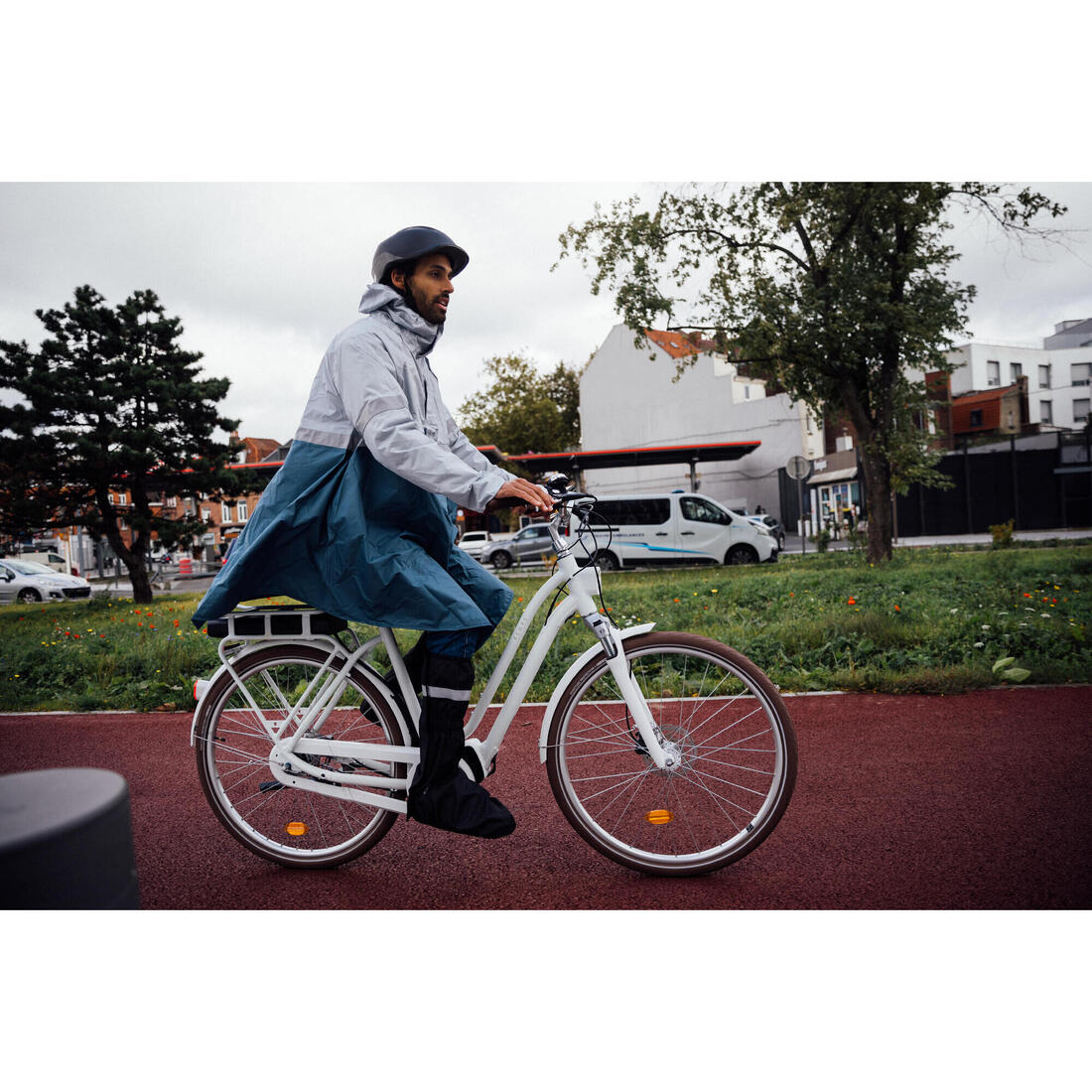Couvre chaussures hautes imperméables vélo ville - noir