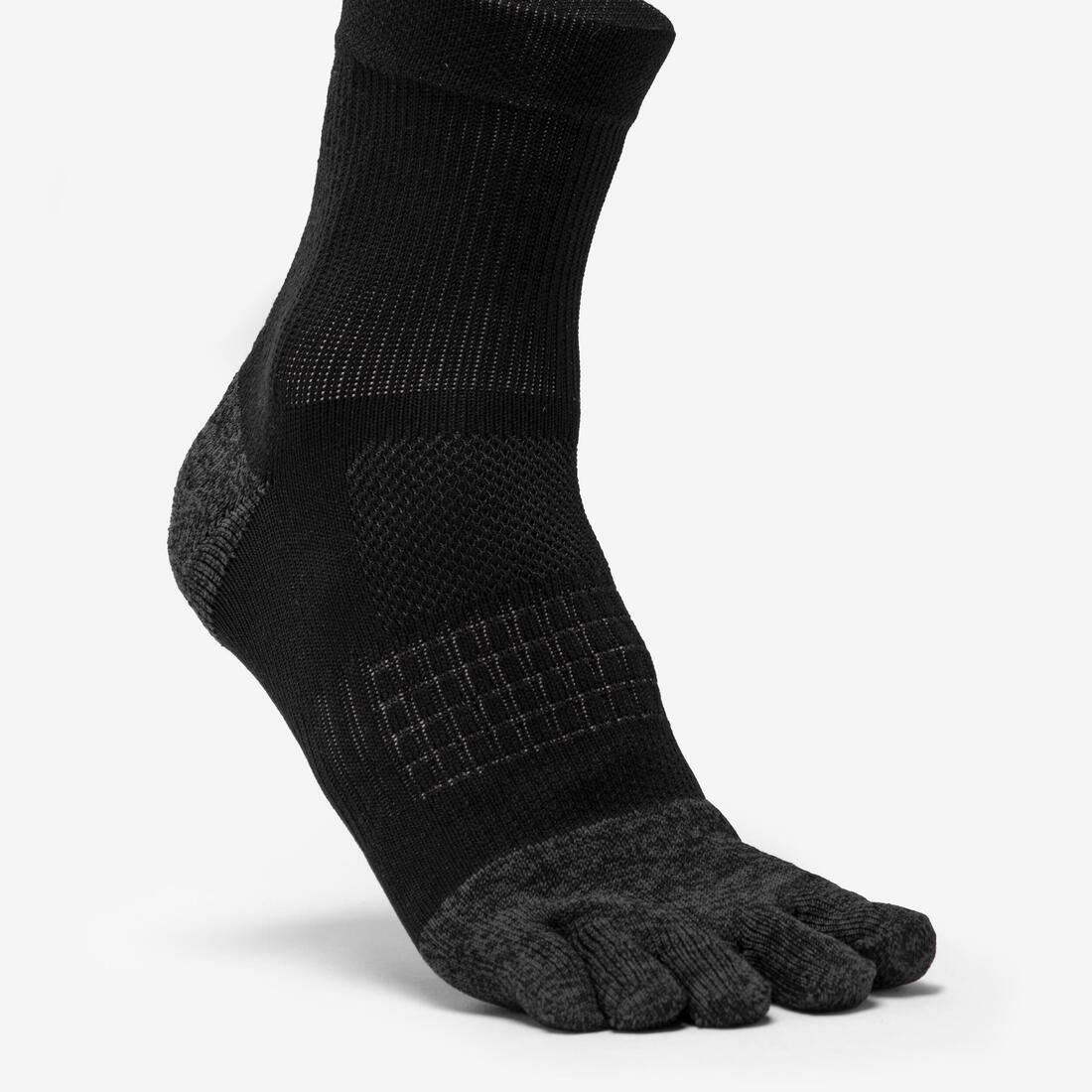 Chaussettes de running 5 doigts noires jaunes