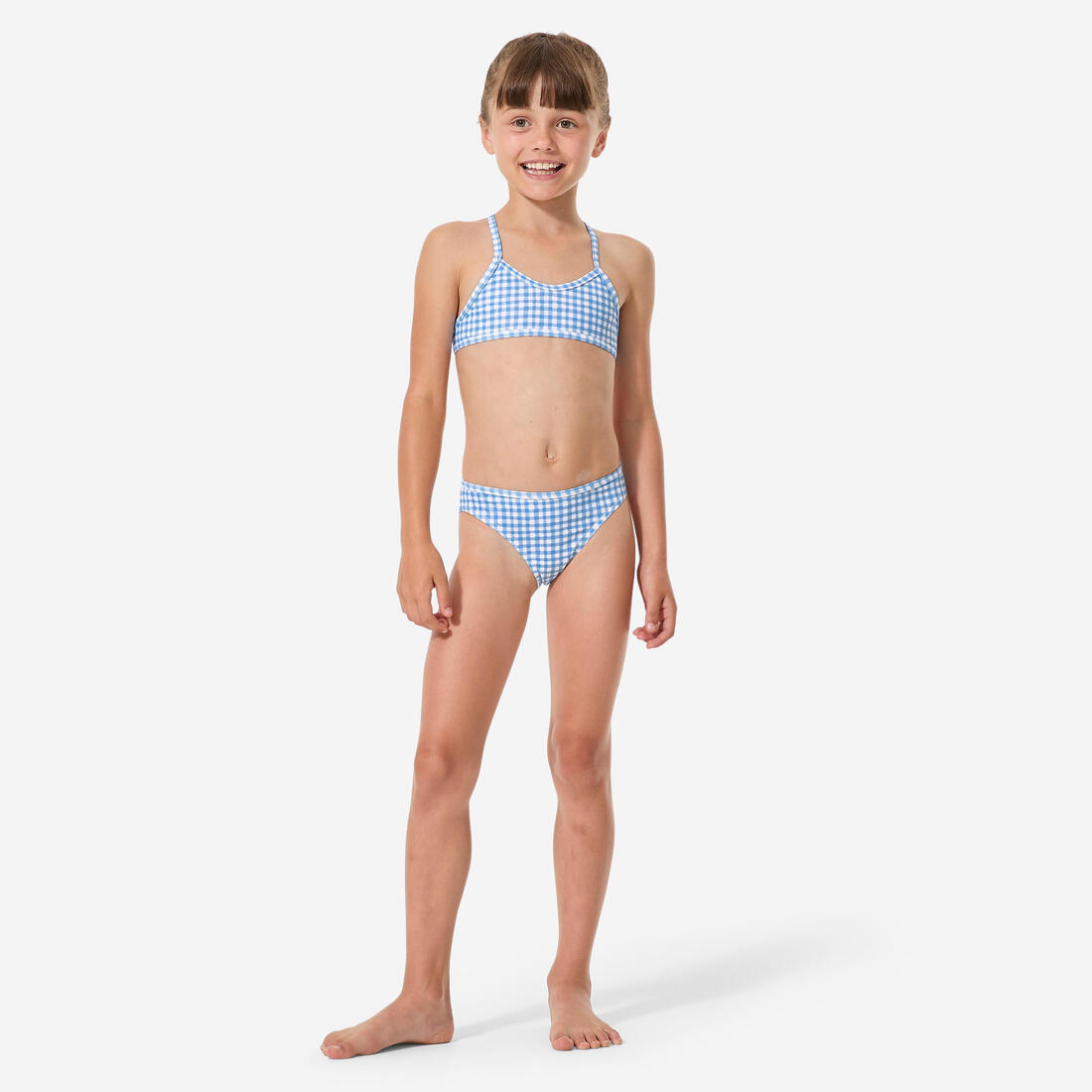 Maillot 2 pièces fleuri surf bretelles croisées fille