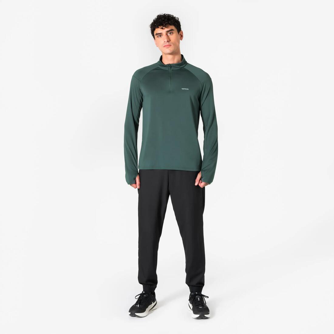 T-shirt manches longues demi zip chaud et respirant Homme, Kiprun Run 100