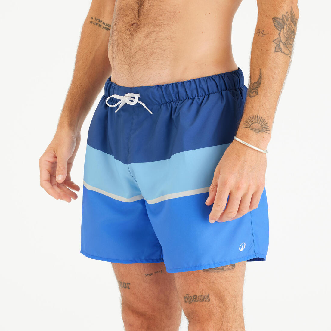 Boardshort surf 100 15" POPSTRIPE BLUE