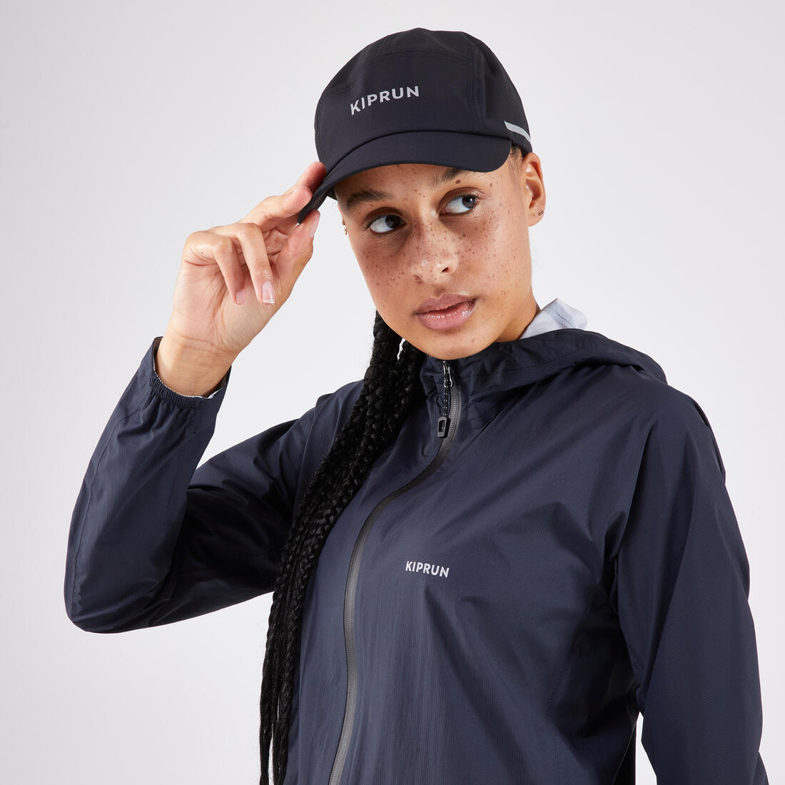 Casquette de running pluie adulte - kiprun déperlante 5 panel noir