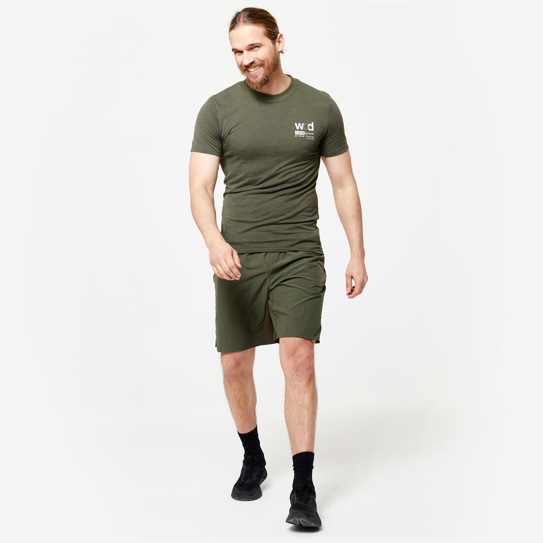 Short de cross training performance respirant poches zippés homme - kaki