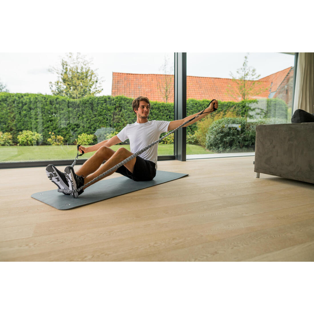 BANDE ELASTIQUE TONE TUBE AVEC POIGNEES 5KG/10Llbs MOYENNE RESISTANCE BORDEAUX