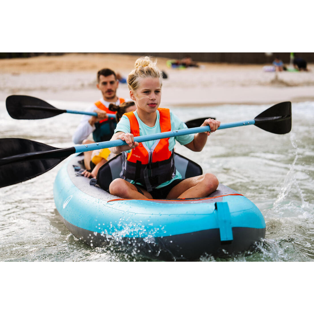 Canoë kayak gonflable 2/3 places - Tribord 100+ Bleu