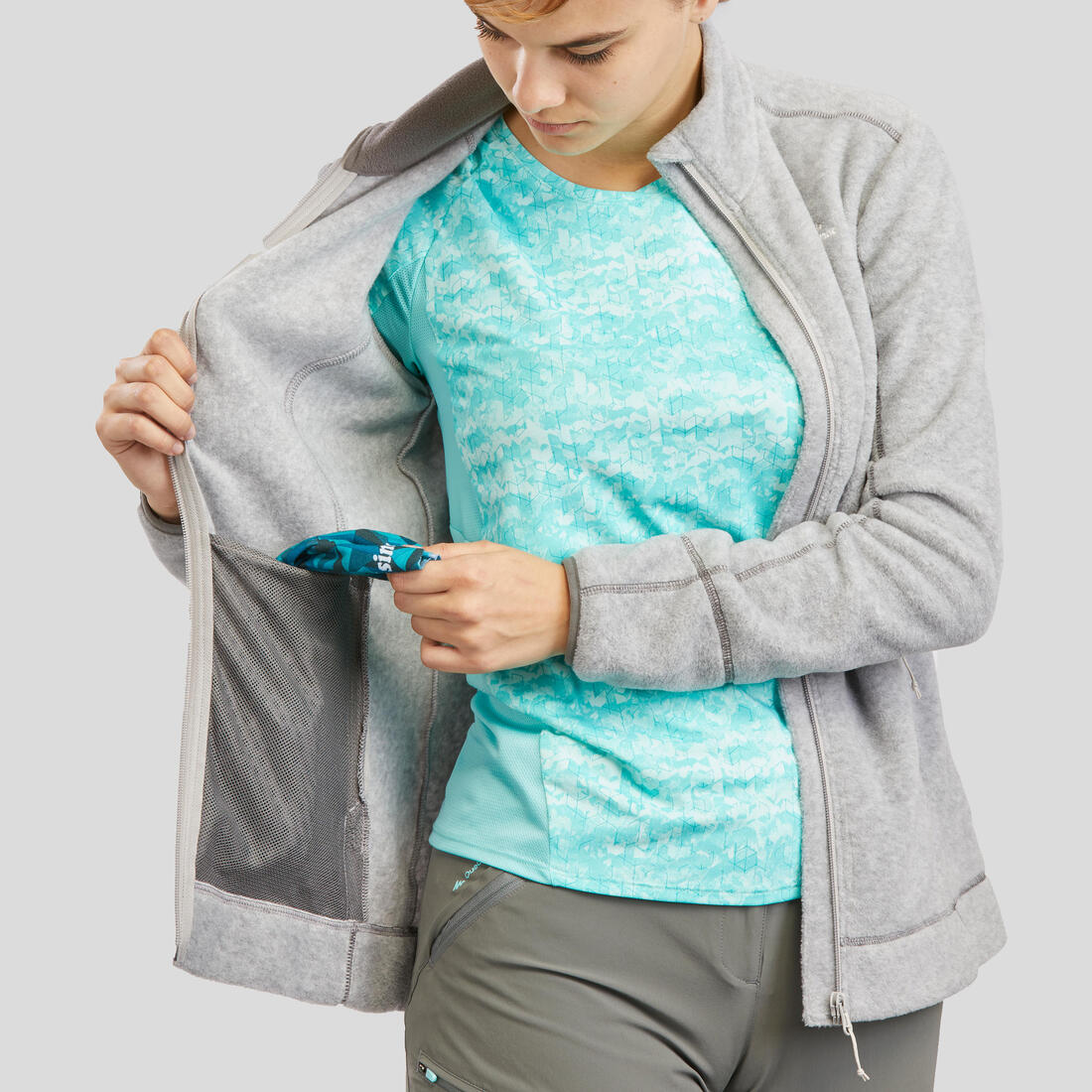Polaire de randonnée montagne femme, MH100 full zip