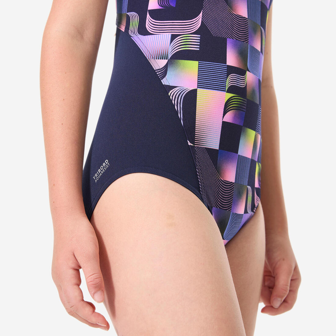 Maillot de bain 1 pièce natation Fille ado - 500 Kamiye algues