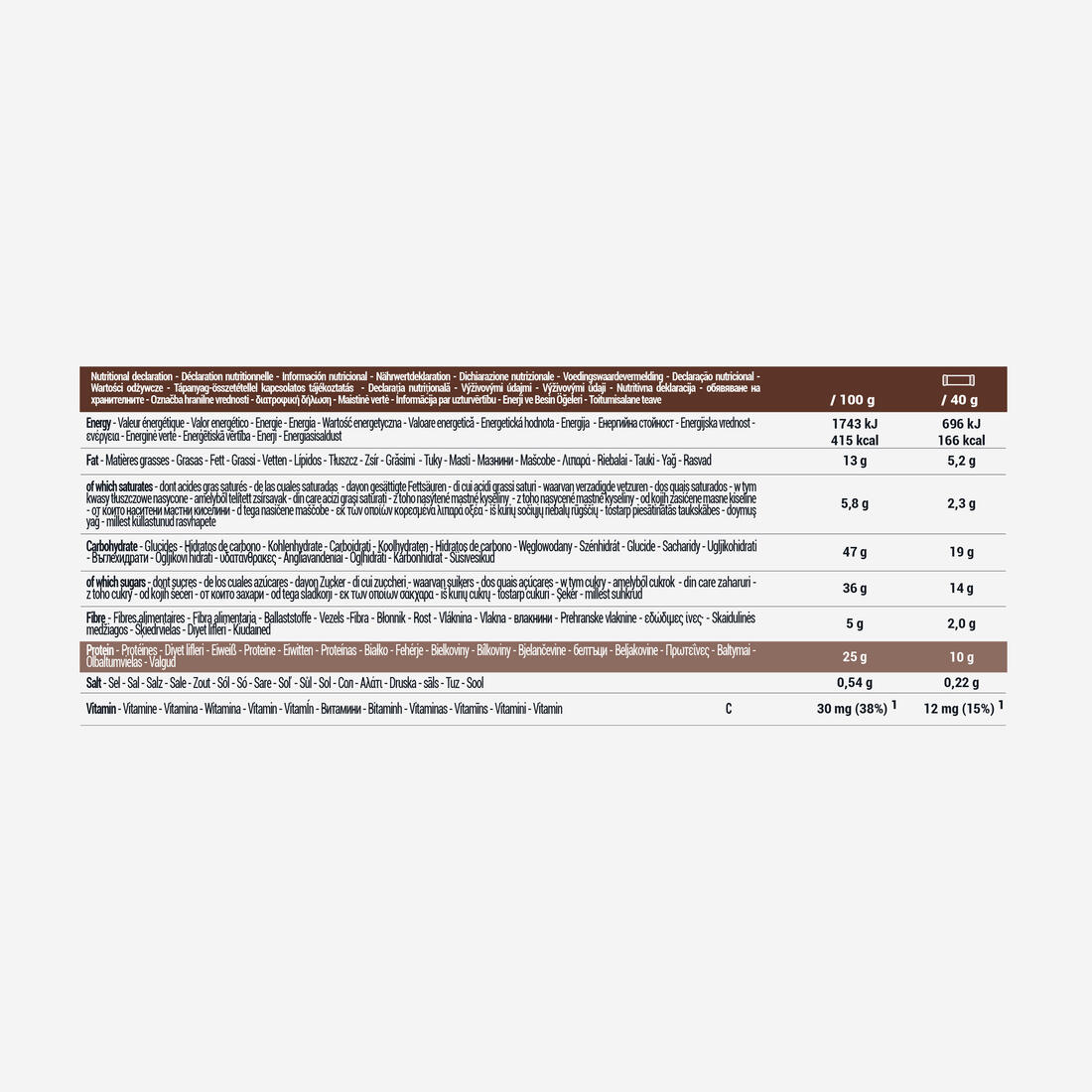 Barre bio protéinée au chocolat x1