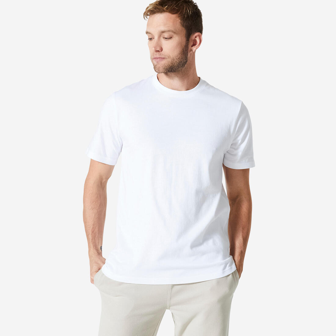 T-shirt fitness homme col rond manches courtes