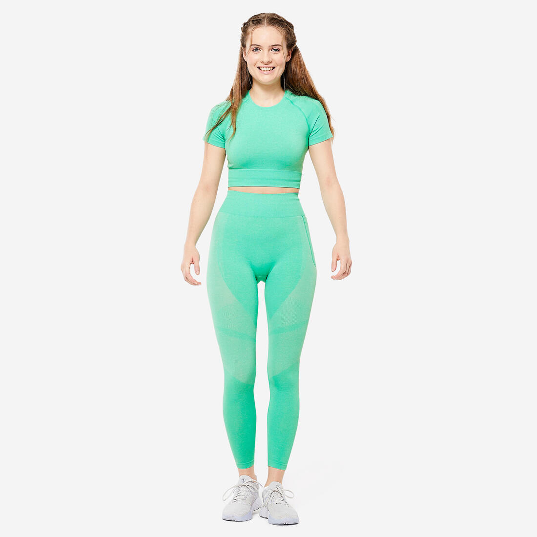 T-shirt Crop top manches courtes Fitness seamless Vert