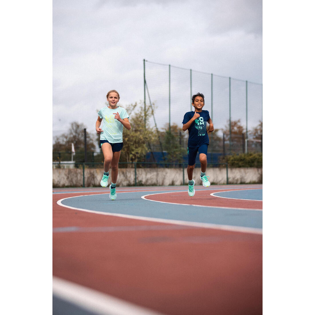 T-shirt de running respirant enfant - kiprun dry+ 500 marine