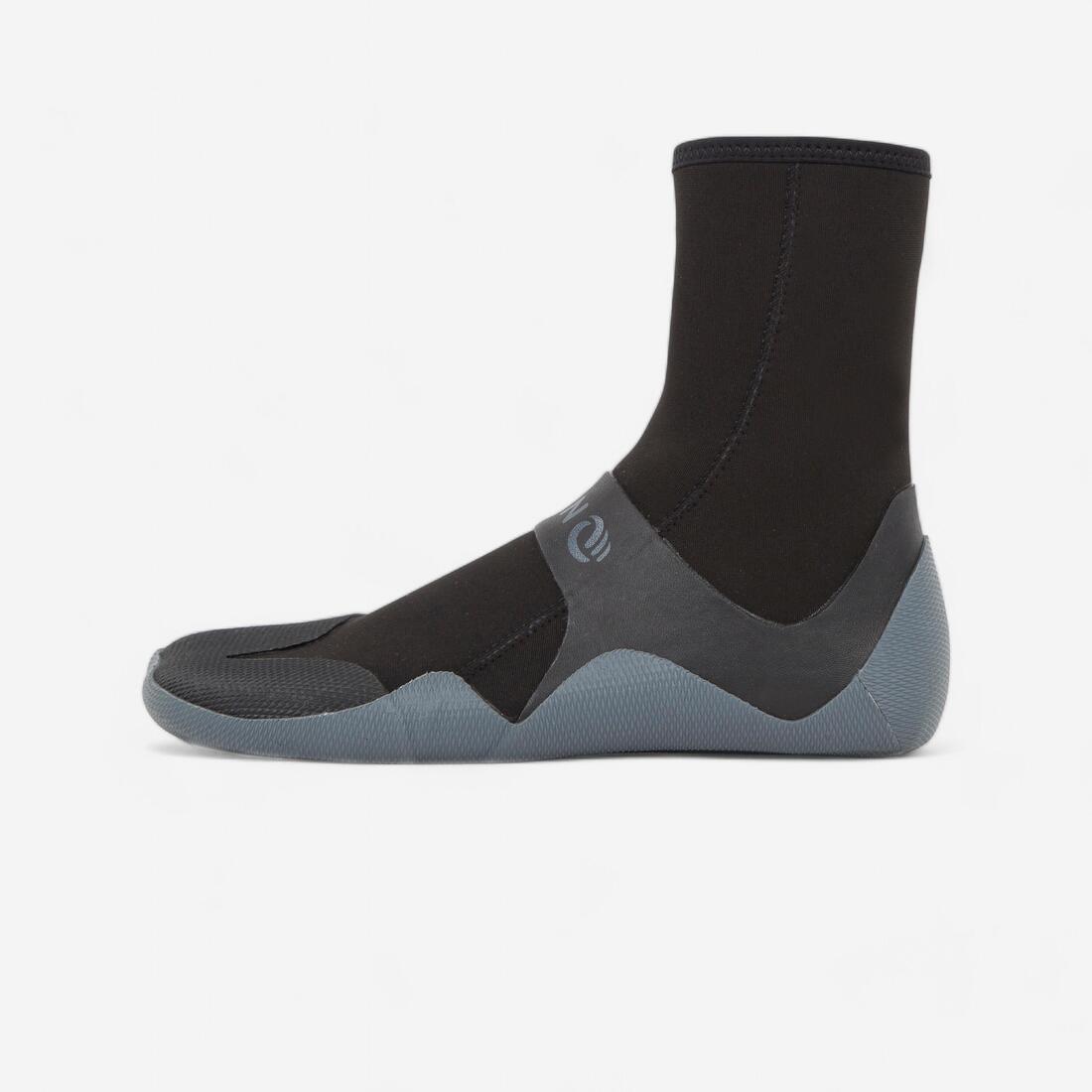Chaussons surf Bottillons 500 Néoprène Zip 3 mm noir gris
