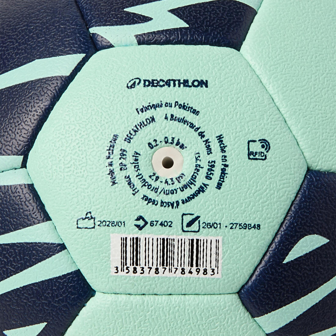 Ballon de handball taille 00, HB 100 light vert / bleu