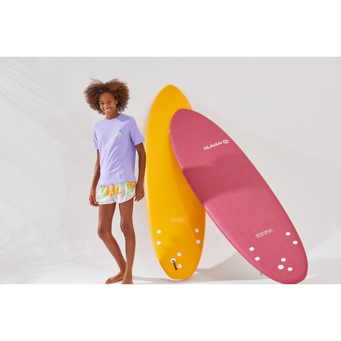 T-shirt anti UV manches courtes surf Junior - 100 blanc noir skate