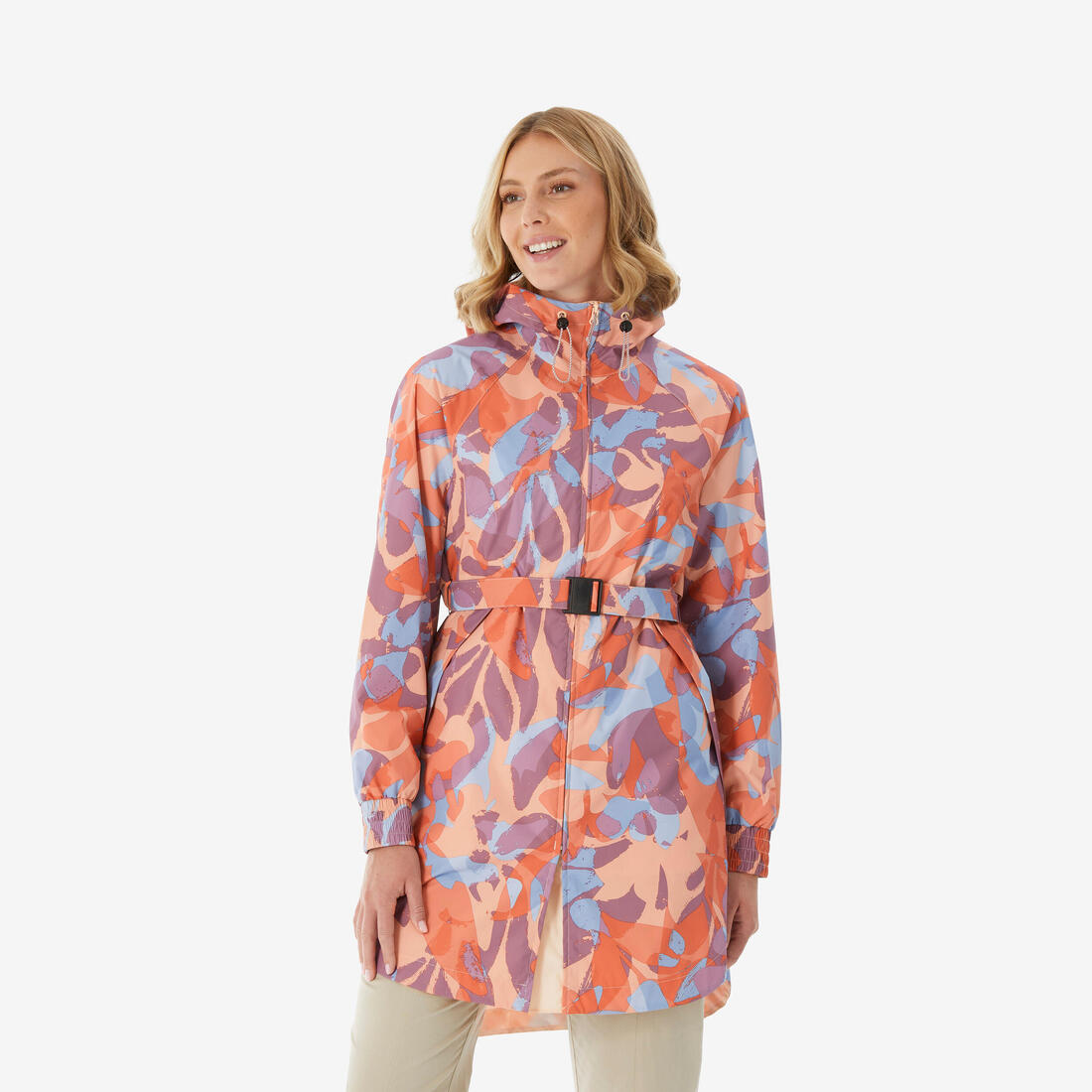 Veste de randonnée imperméable femme, Raincut Longue