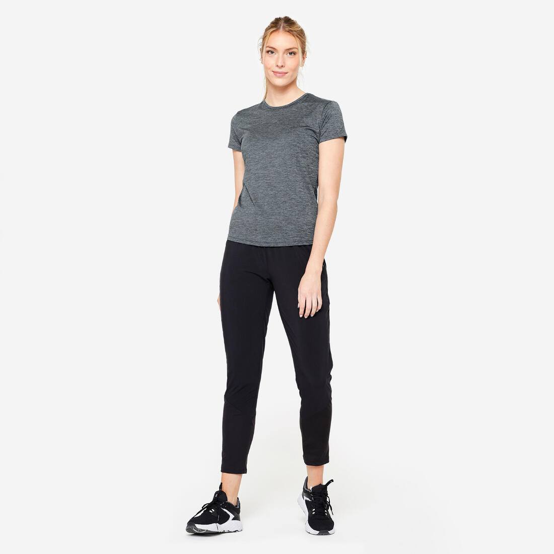Pantalon de jogging coupe carotte et extensible, noir