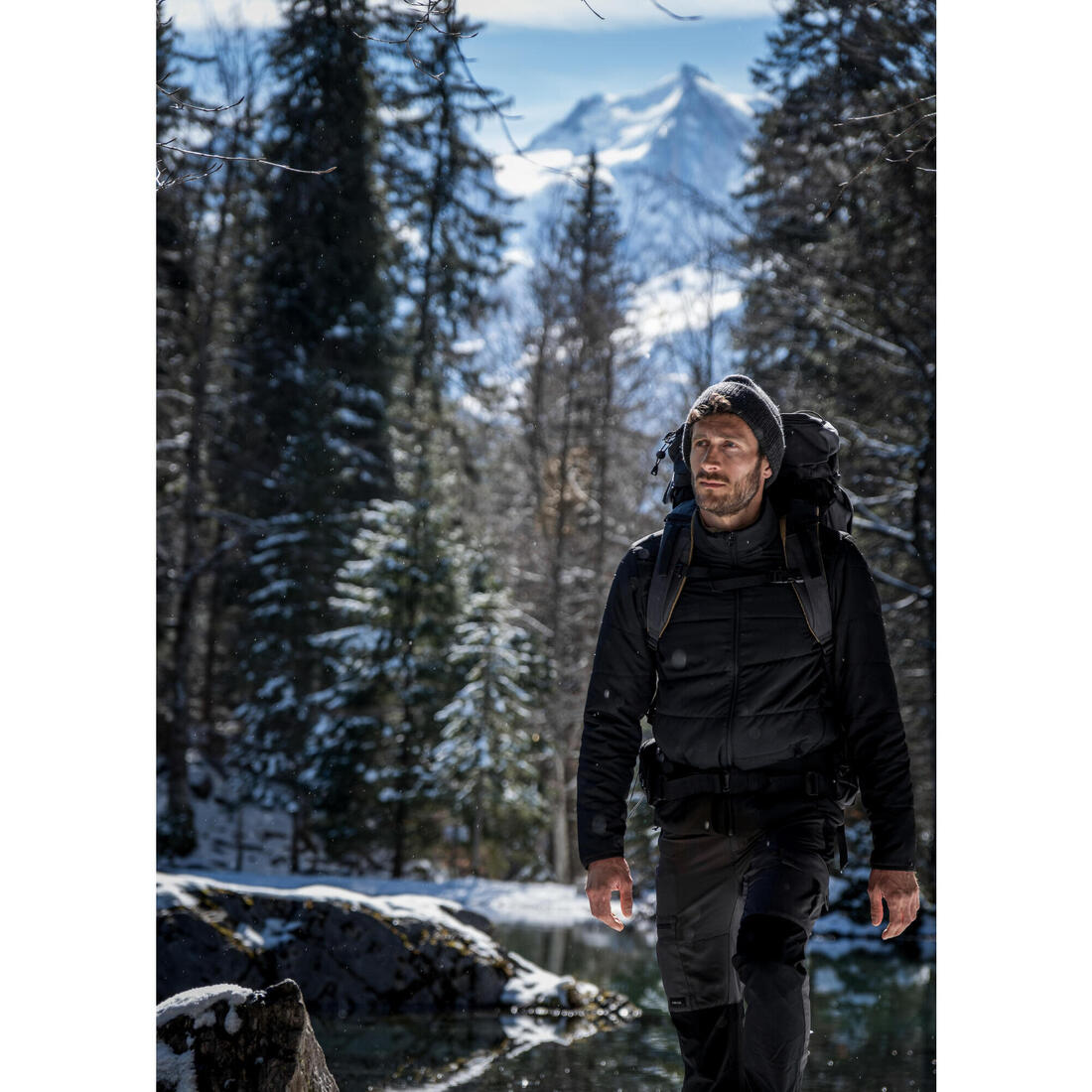 Doudoune de trek synthétique homme, MT50 0°C noir