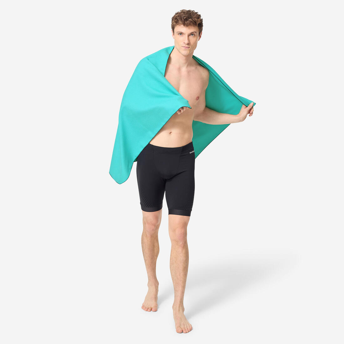 Serviette de bain microfibre à rayures bleu foncé taille L 80 x 130 cm