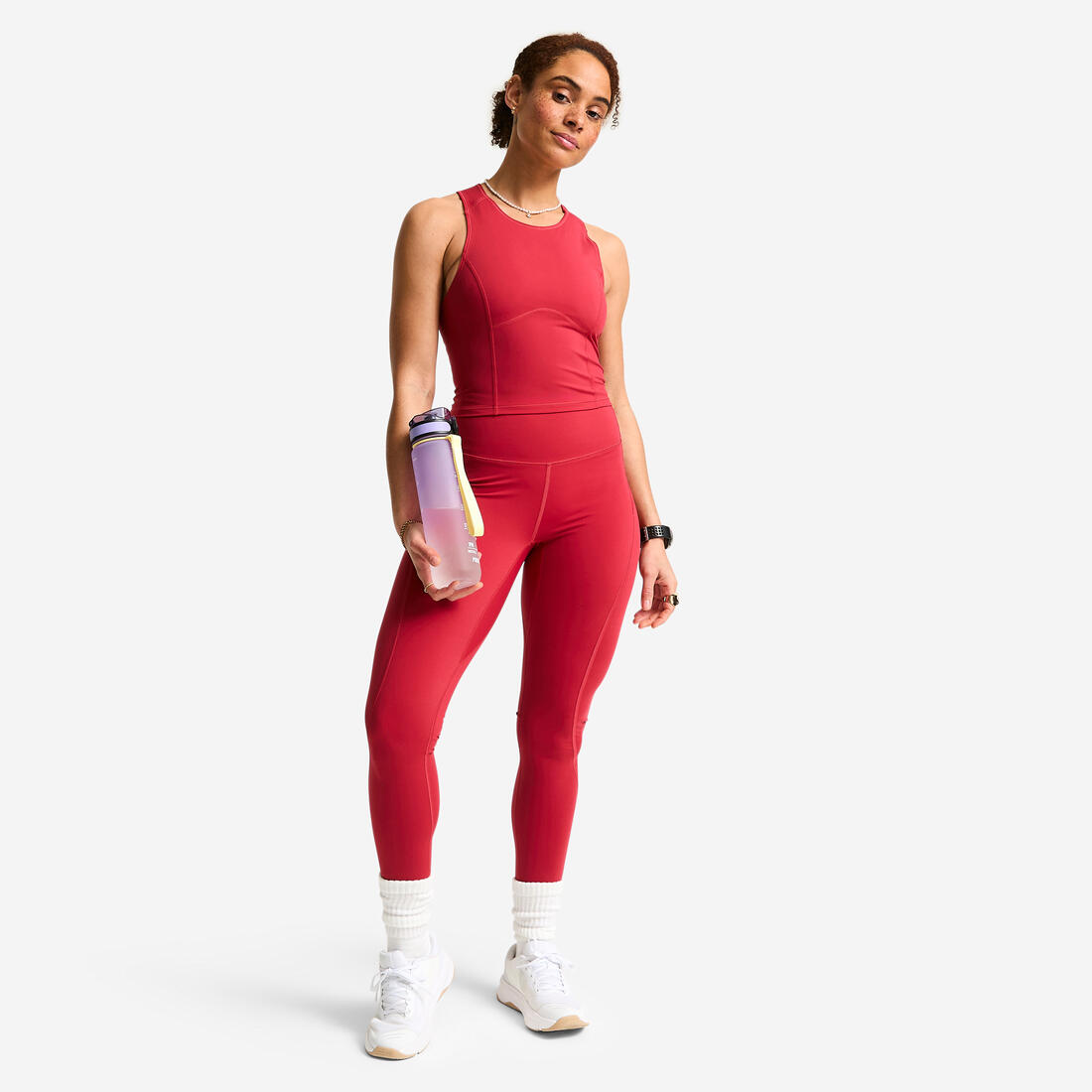 Débardeur de sport court galbant femme foncé