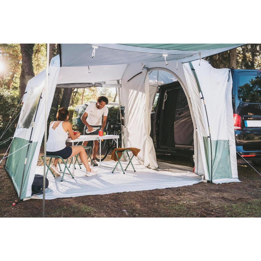 Table de camping pliante, 4 tabourets, 4 à 6 personnes