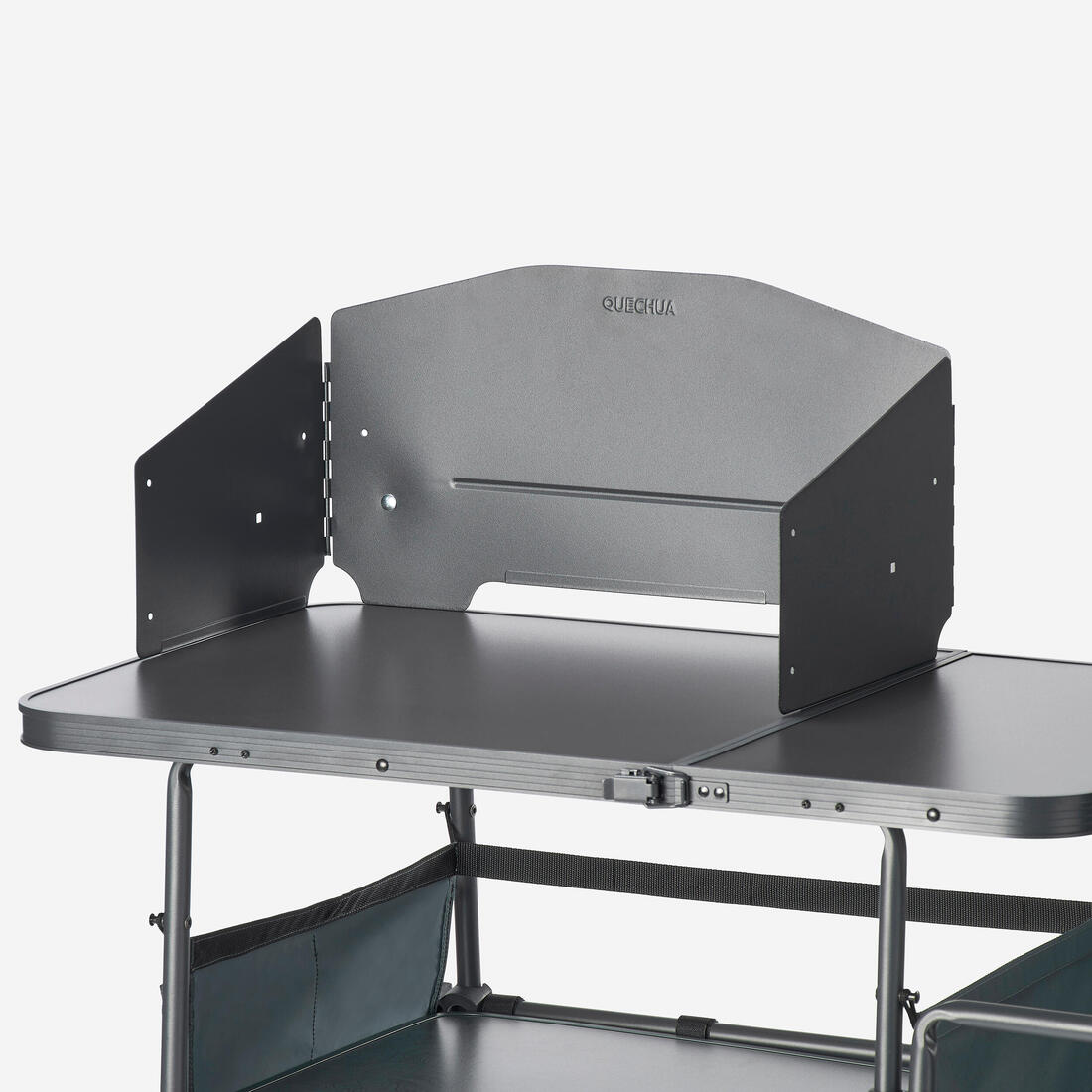 Meuble cuisine de camping L, pliable et avec pare-vent