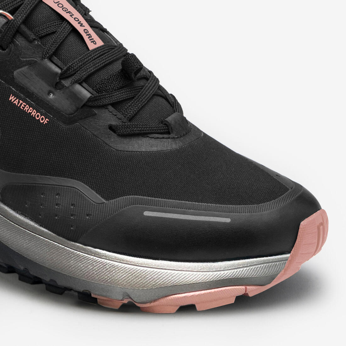 Chaussures de running route et trail femme waterproof, JF 190 GRIP noir