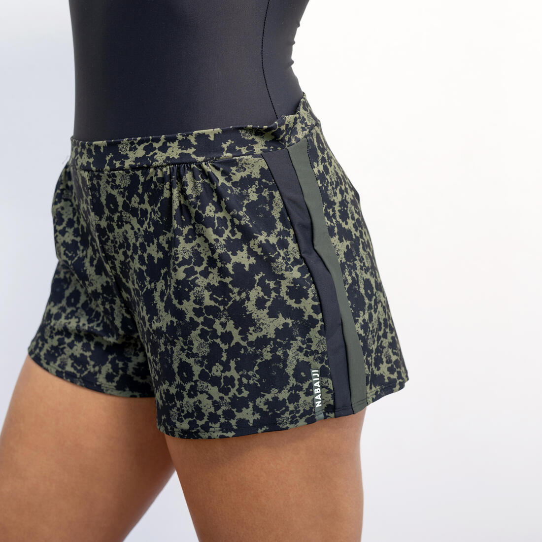 Maillot de bain 1 pièce short loose Aquafitness femme Sofi Lica noir kaki