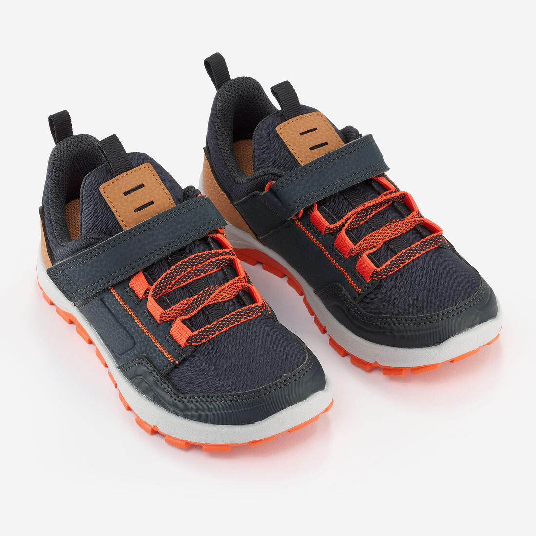 Chaussures de randonnée déperlantes à scratch 28 au 34 enfant, NH500 gris